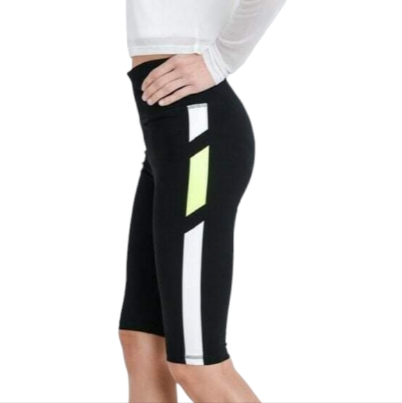 Mono B Black Biker Shorts With Neon Side Stripe - Picture 3 of 6